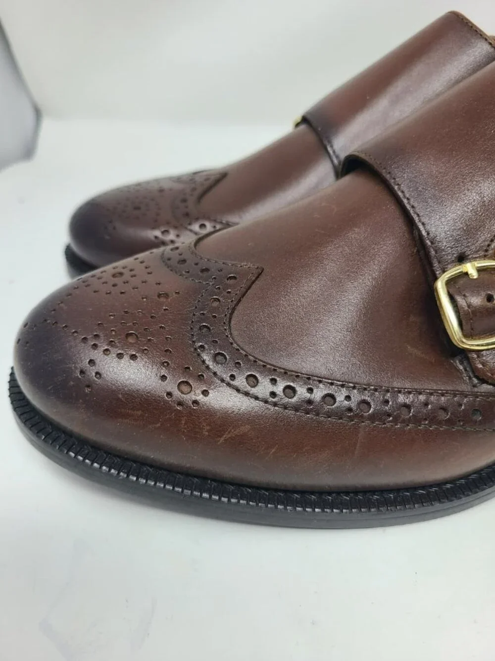Zara Leather Double Monk Strap Shoes Size 8 2408/920